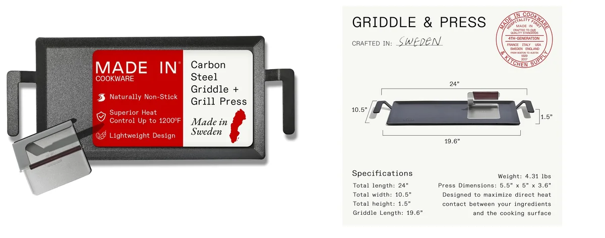 Made In Cookware | Carbon Steel Griddle + images
