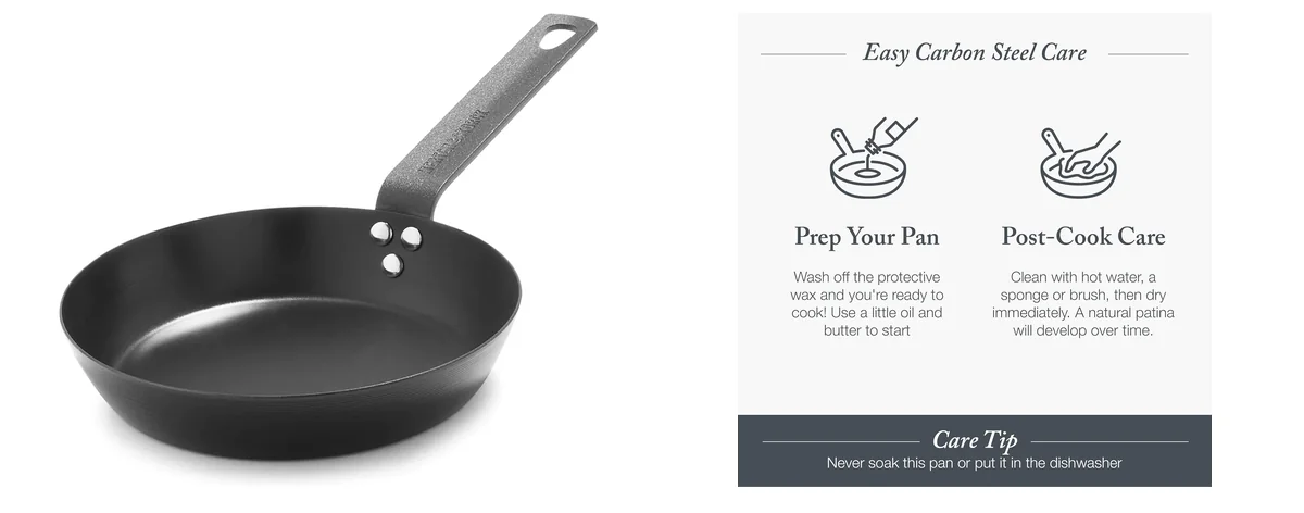 Merten & Storck Pre-Seasoned Carbon Steel 8” Frying Pan images