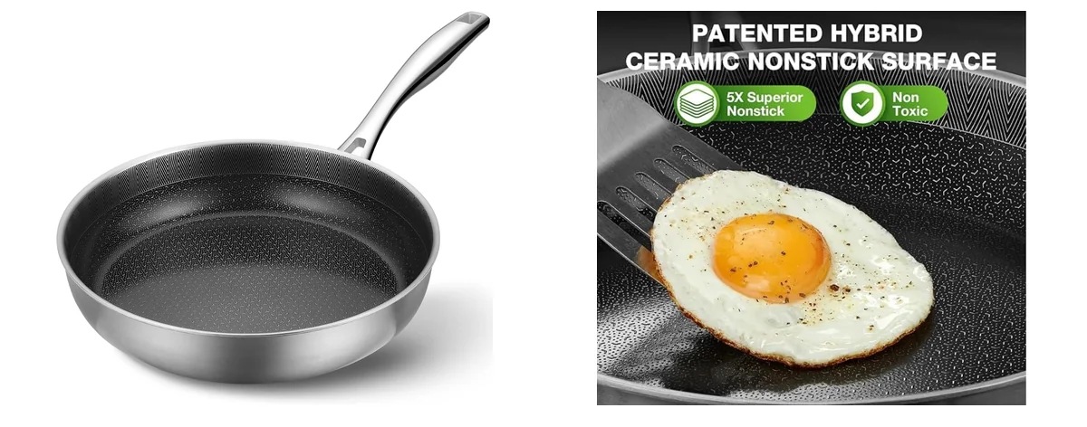 PekGema Hybrid Nonstick Frying Pan 10inch，5-Ply Stainless images