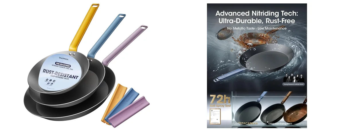 stackbear Carbon Steel Frying Pan Set 8