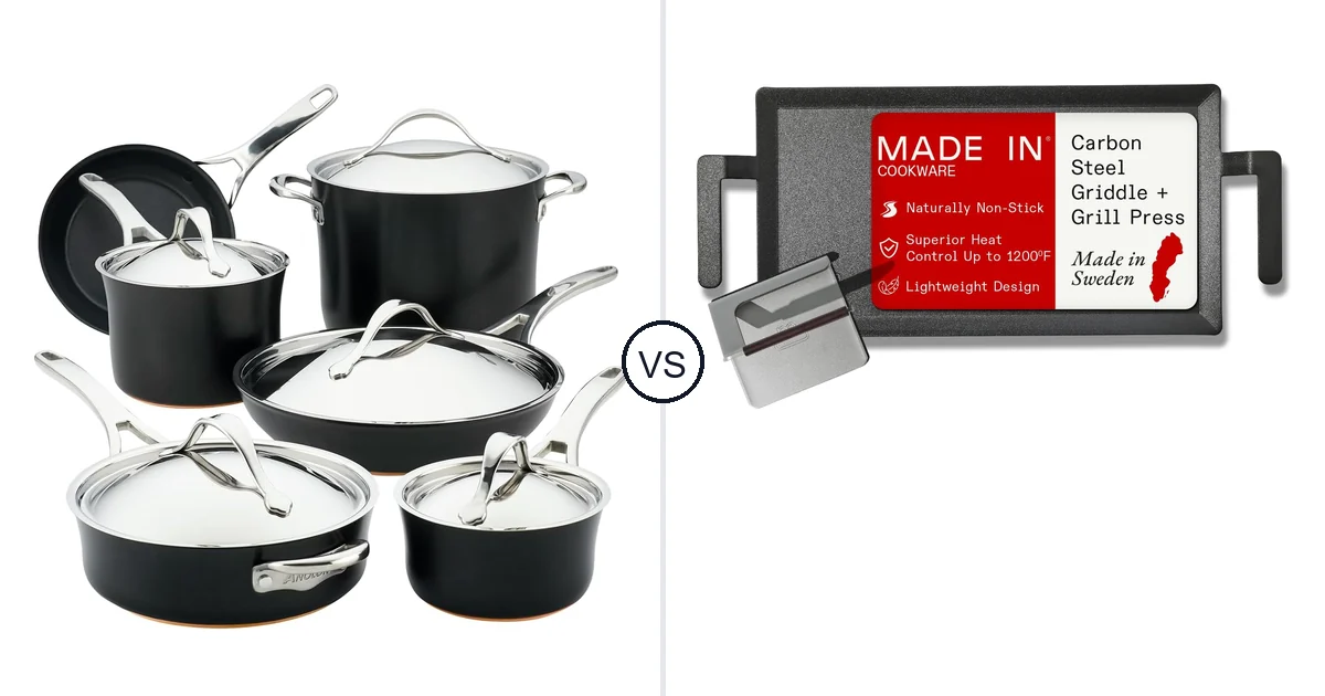 Anolon 83874 vs Made in Cookware |: Cookware Set Griddle Comparison