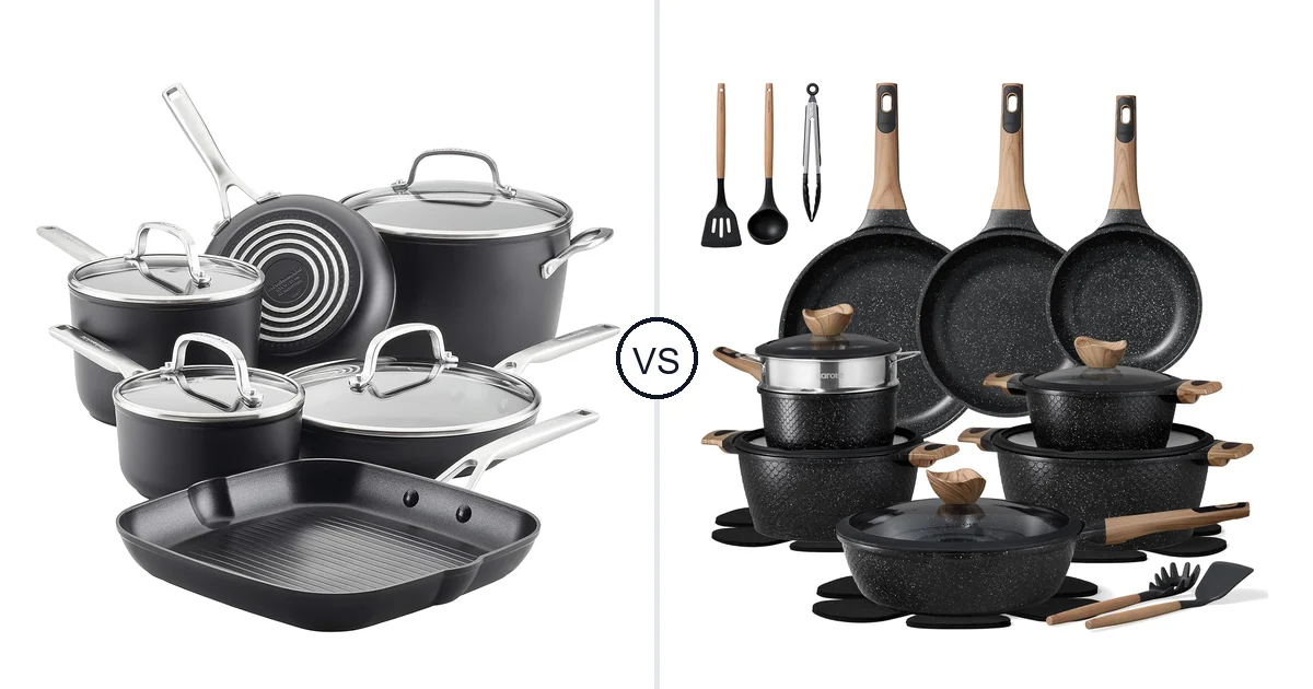 KitchenAid 10 Piece vs CAROTE 26 Piece: Pots and Pans Comparison