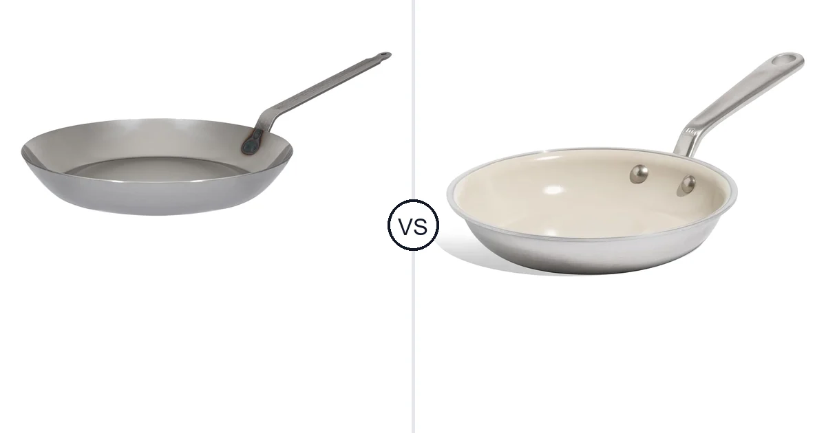 Comparison of Matfer Bourgeat Black Carbon Steel Frying Pan and Made In Cookware - 8" Ceramic Non Stick