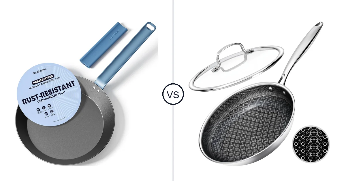 Comparison of stackbear Carbon Steel Frying Pan 10 Inch and USELUCK Nonstick Frying Pans