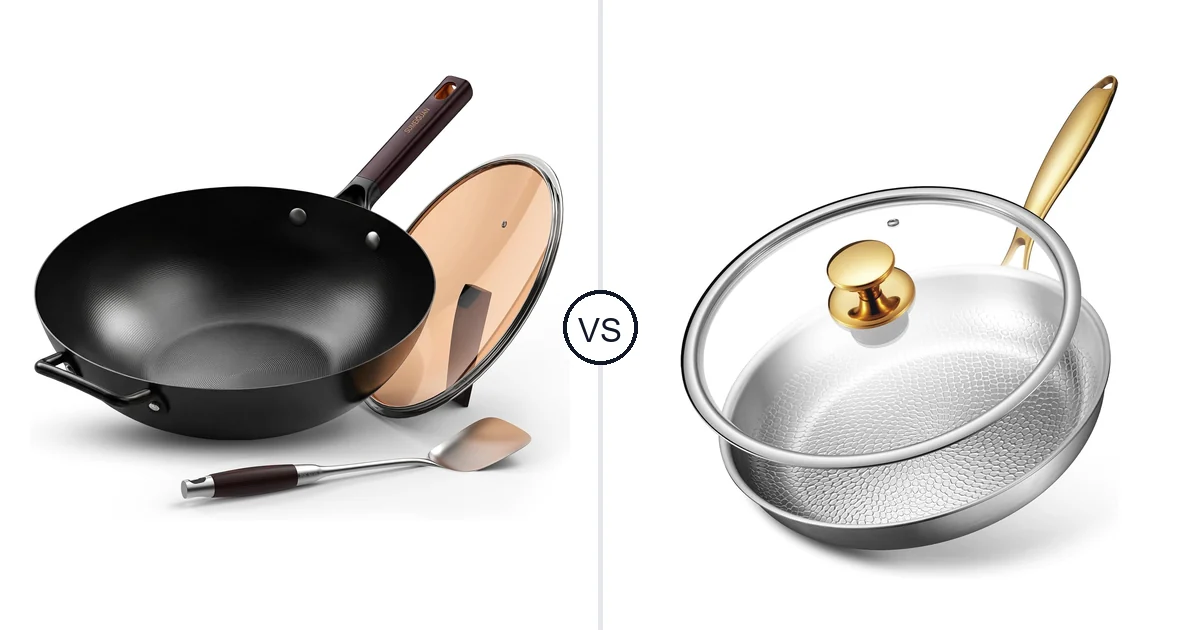 SUMEIGUAN 13.5 Carbon Steel vs Titanium Wave Titanium Pans: Oven