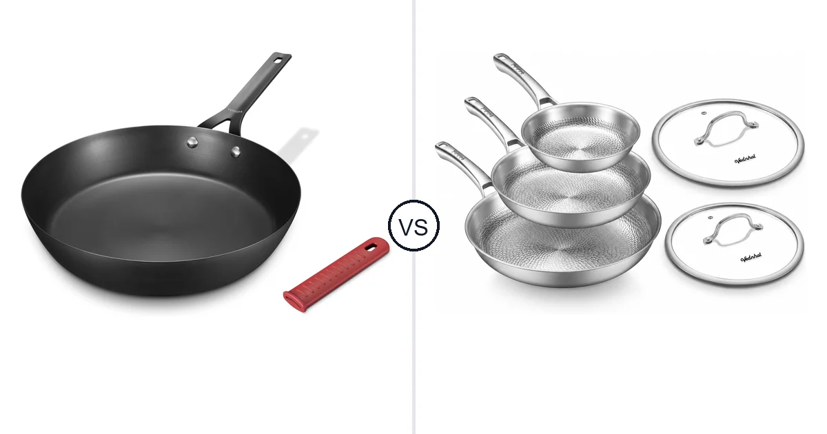 Yonida Carbon Steel Pan vs VEDNHOL Titanium Pans Set: Best Oven for