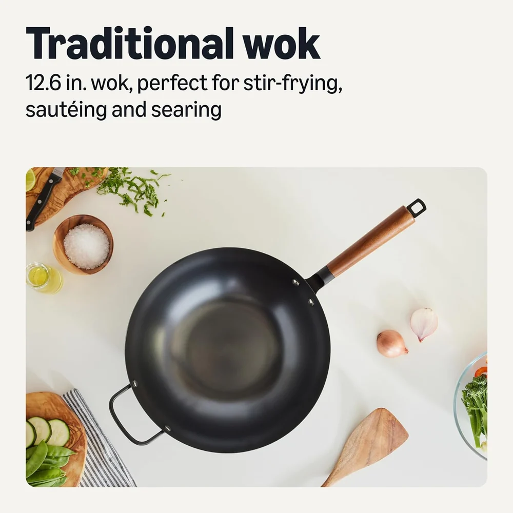 Amazon Basics Carbon Steel Pre-Seasoned Wok
