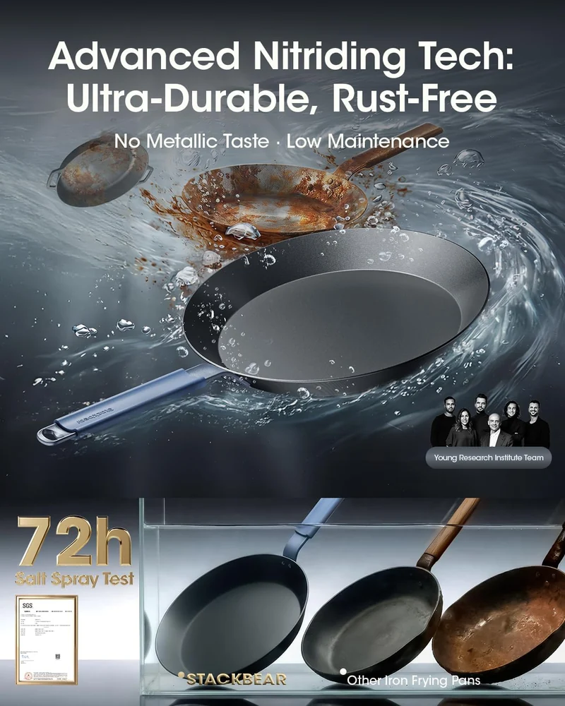 stackbear Carbon Steel Frying Pan 10 Inch