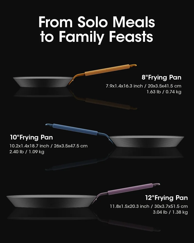 stackbear Carbon Steel Frying Pan Set 8