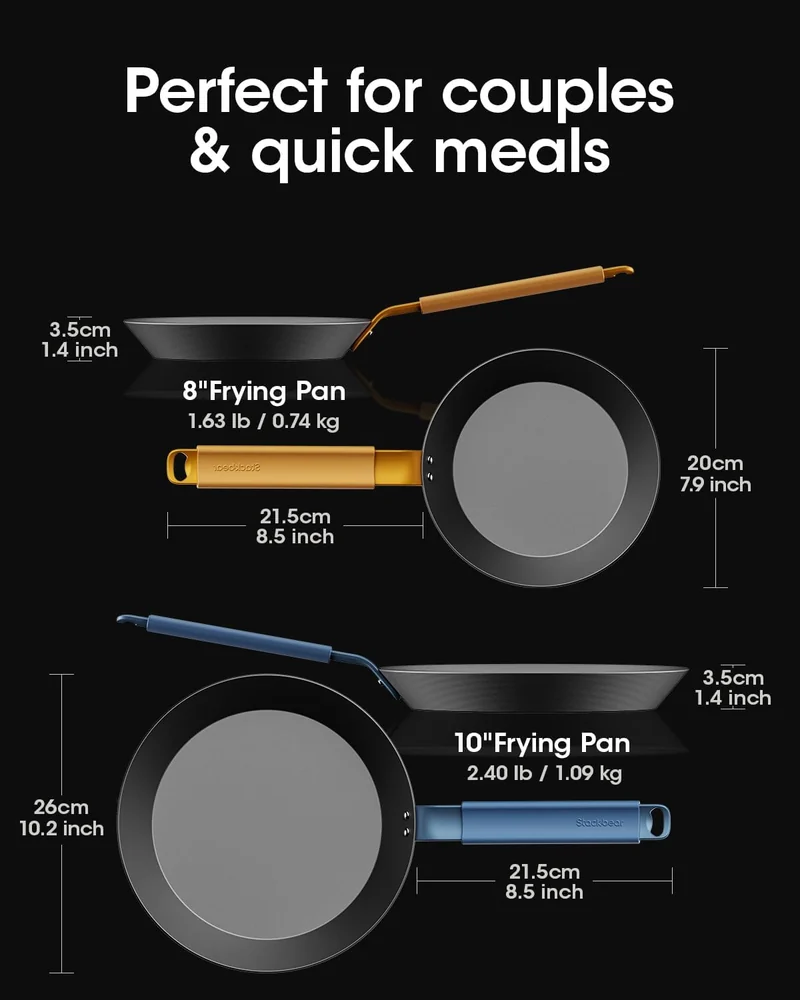 stackbear Carbon Steel Frying Pan Set 8