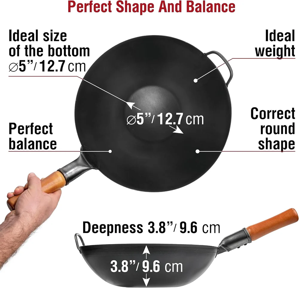 YOSUKATA Carbon Steel Wok Pan 13