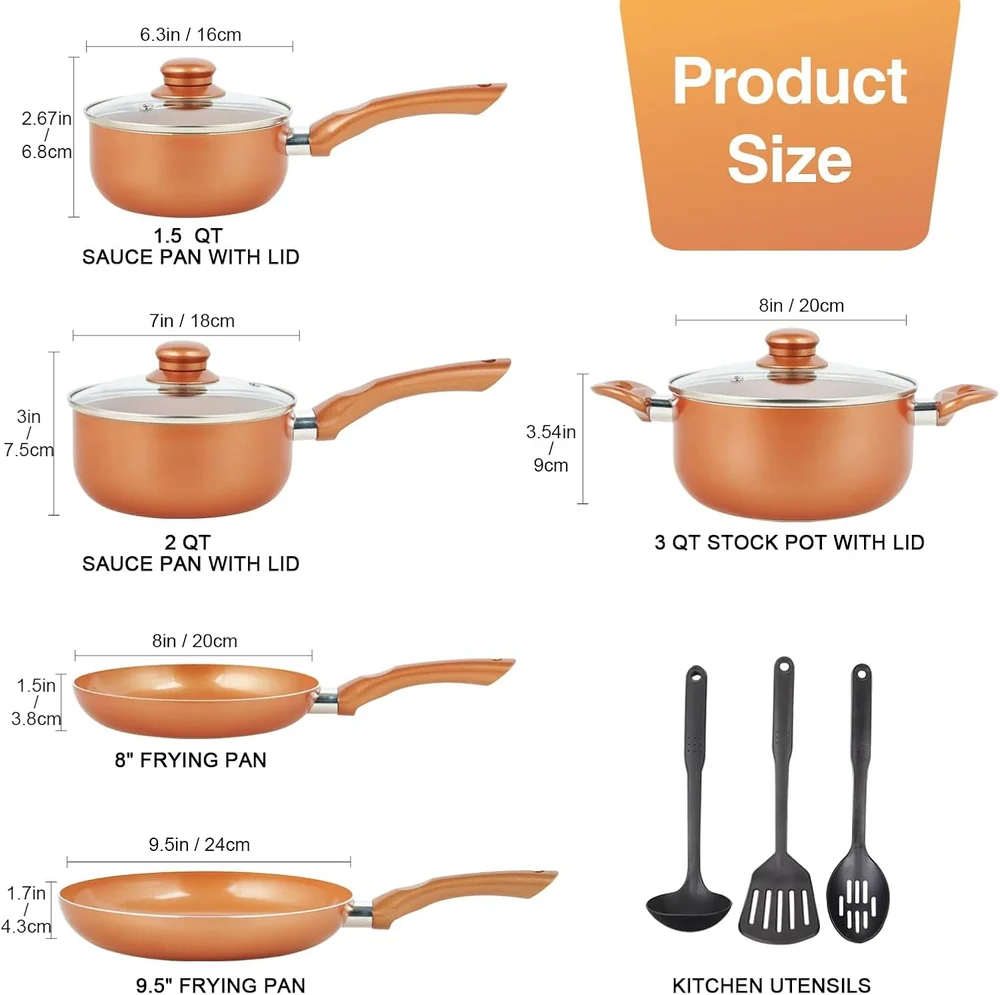 M MELENTA 11 Piece Cookware Set