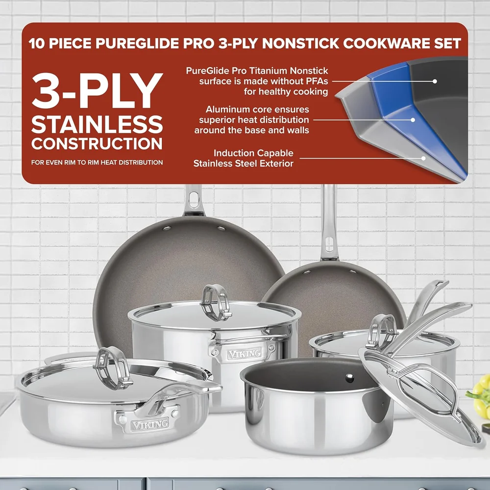Viking PureGlide Pro 3-Ply Nonstick Cookware Set