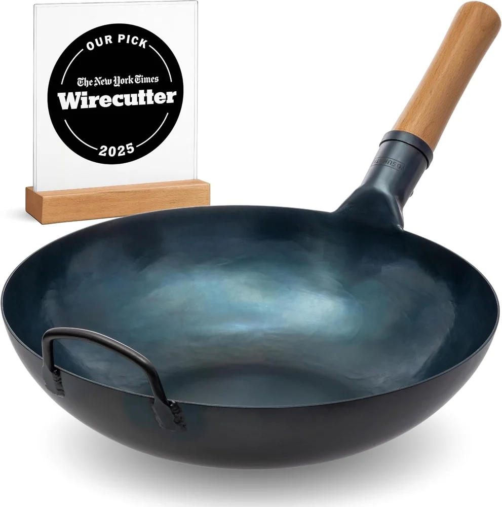 Amazon Basics Carbon Steel Pre-Seasoned Wok
