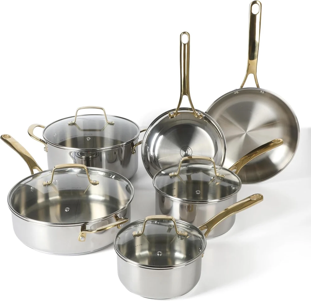 KitchenAid 9 Piece Cookware Set with Stainless Steel Handles