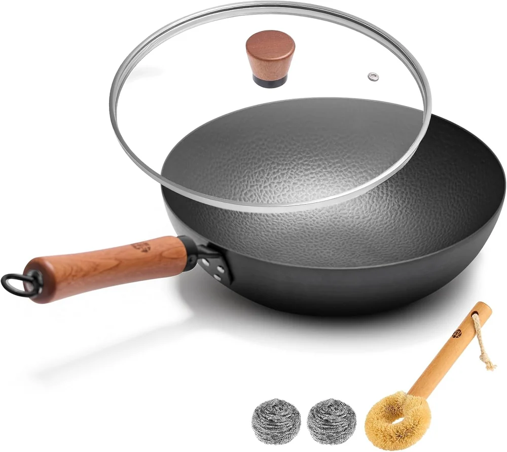 YOSUKATA Carbon Steel Wok and Stir Fry