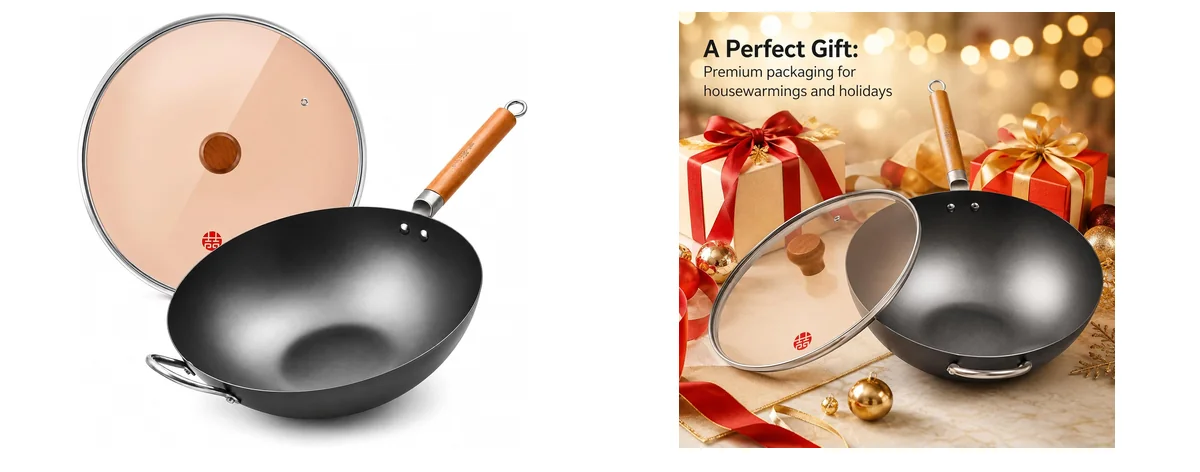 WANGYUANJI 14.2 Inch Carbon Steel Wok images