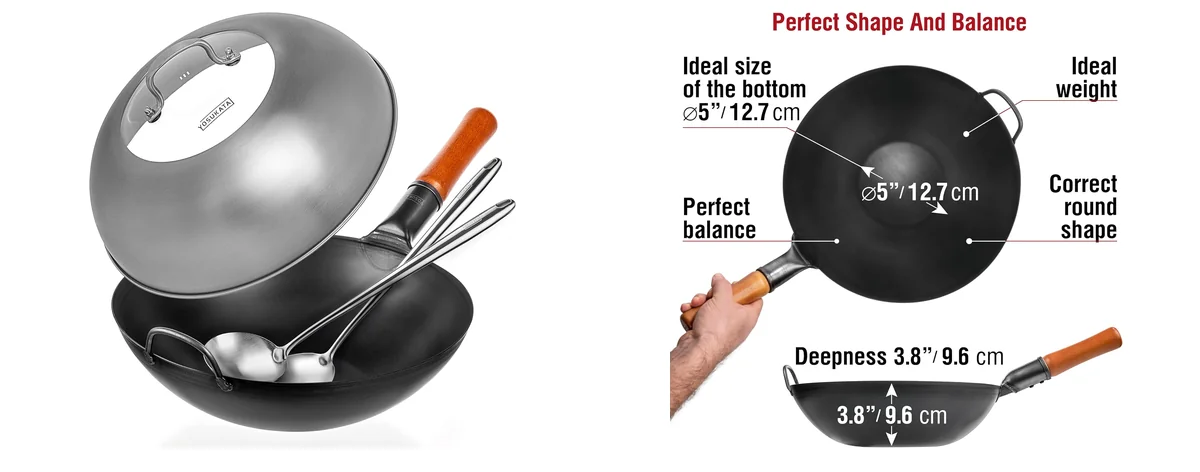 YOSUKATA Carbon Steel Wok Pan 13 images