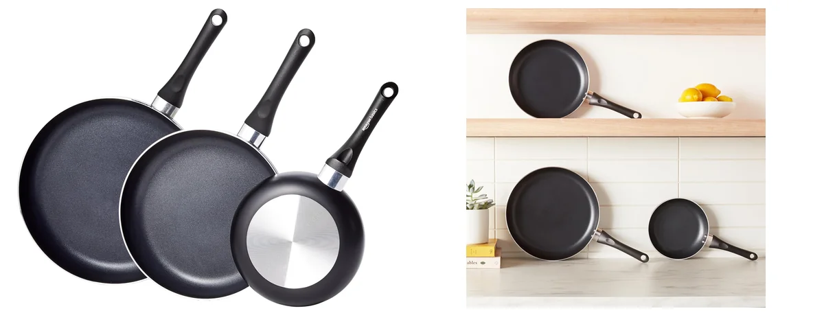 Amazon Basics 3 Piece Set, Frying Pans images