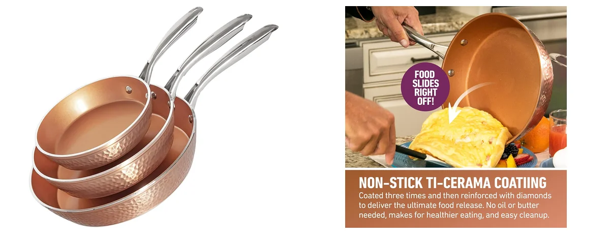 GOTHAM STEEL Hammered Frying Pan Set images