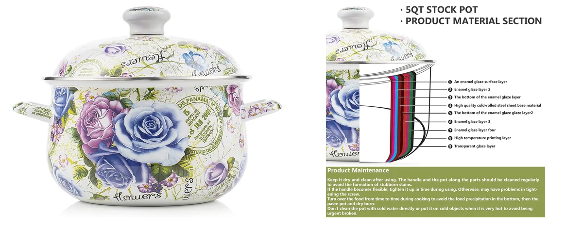 OLYTARU Retro Flower Enamel Stockpot images