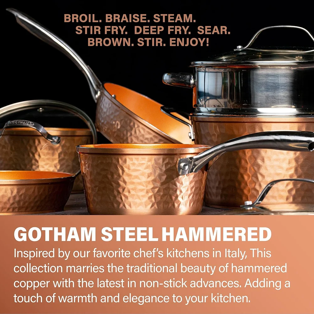 GOTHAM STEEL 10 Inch Hammered Non Stick Frying