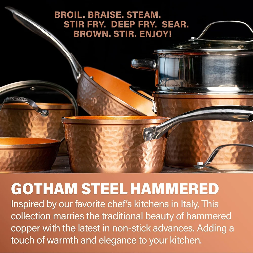 GOTHAM STEEL Hammered Frying Pan Set