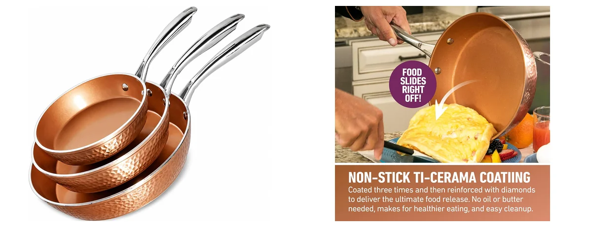 GOTHAM STEEL Hammered Frying Pan Set images