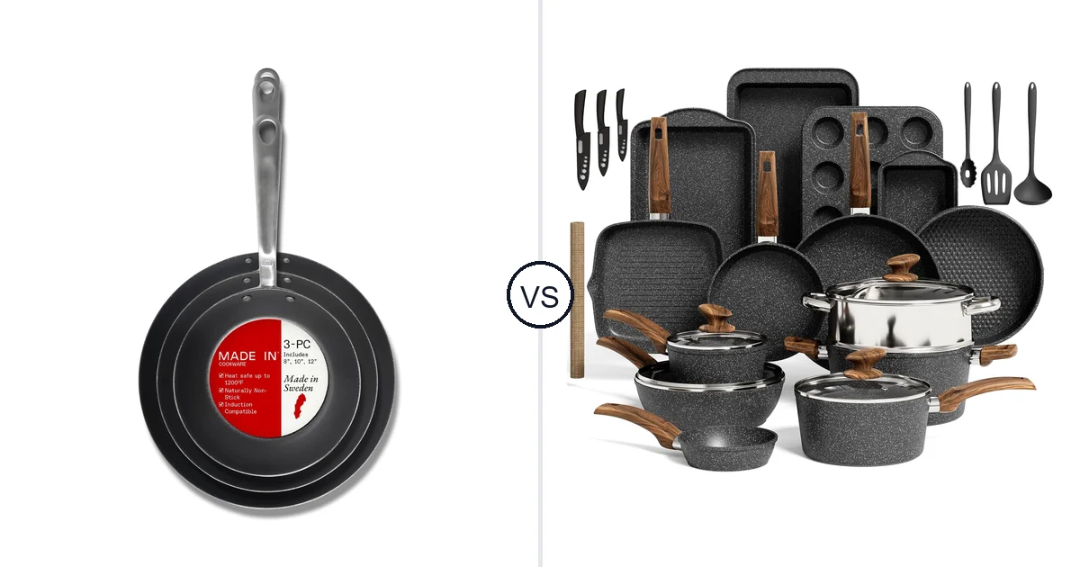Made in Cookware – 3 Piece vs Kitchen Academy 30 PCS: Key Differences