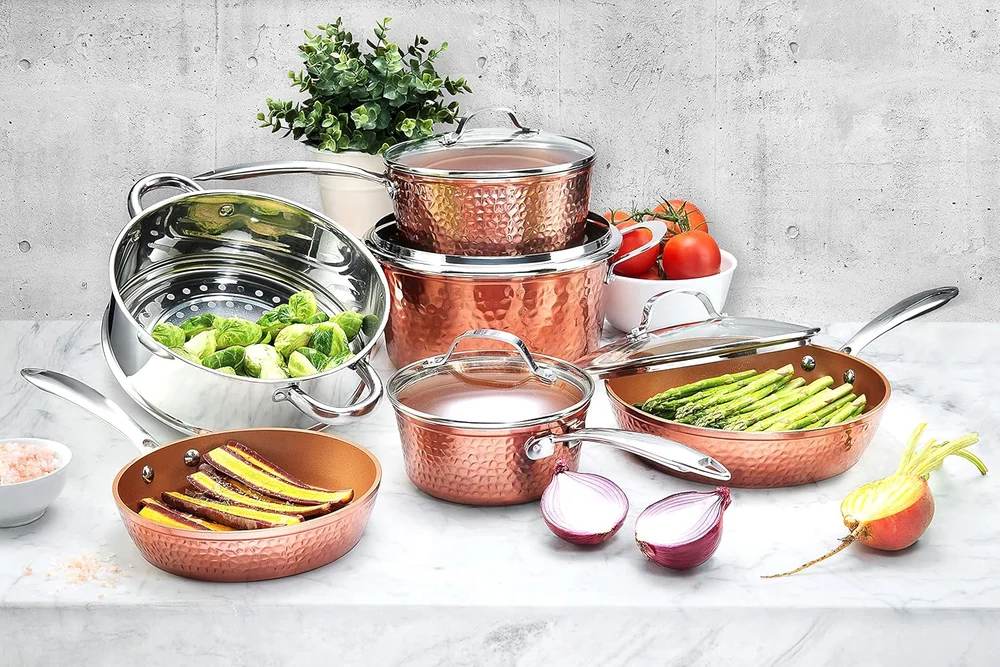 GOTHAM STEEL Hammered Collection Pots and Pans 10