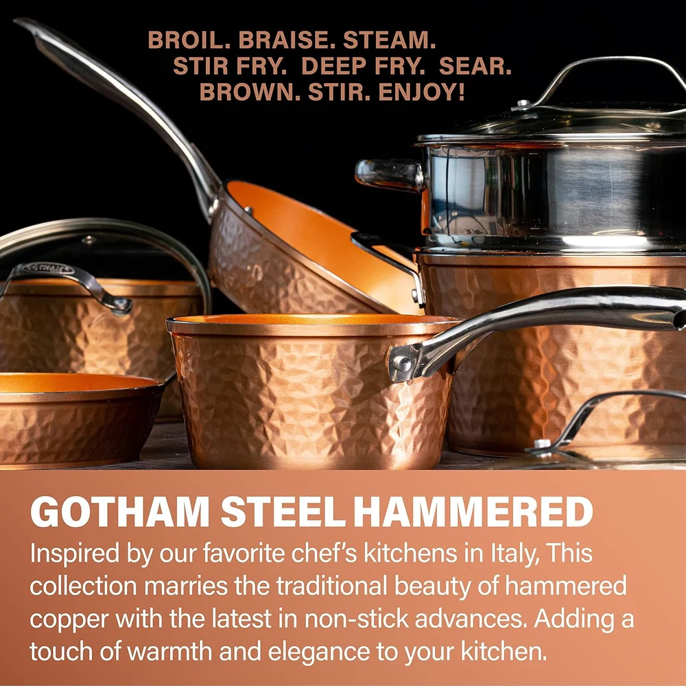 GOTHAM STEEL Hammered Frying Pan Set